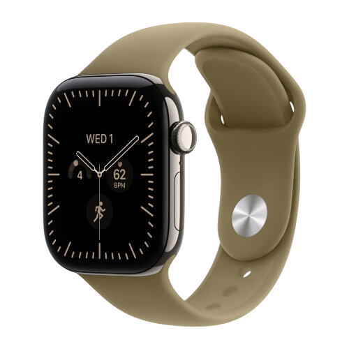Apple Watch Series 12, 42 mm, Natural Titanium GPS+Cellular Olive Sport Band M/L